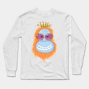 orangutan king of disco nights with a big smile Long Sleeve T-Shirt